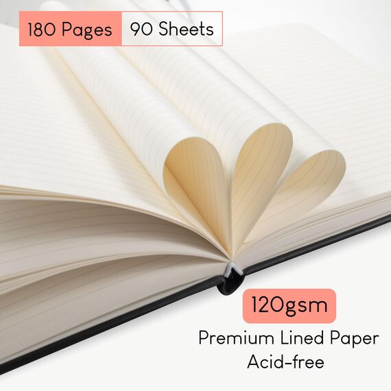 STATIONERY ISLAND Notizbuch A5 Liniert, Journal Hardcover mit 120 g/m² Dickem Papier, 180 Seiten Tagebuch, Notebook a5 für Mädchen, Reisetagebuch, Planen, Lernen, Dunkelblau