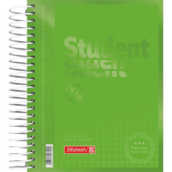 BRUNNEN Collegeblock Premium Student Colour Code | A6, kariert, 120 Blatt, kiwi