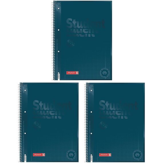 BRUNNEN Collegeblock Premium Student Colour Code | A4, Lineatur 28, 80 Blatt, denim (A4 (Packung mit 3))