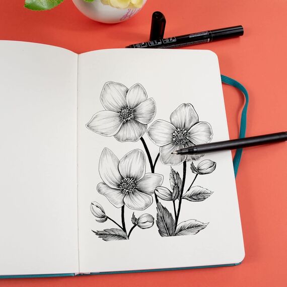 STATIONERY ISLAND Notizbuch A5 Blanko, Journal Hardcover mit 120 g/m² Dickem Papier, 180 Seiten Tagebuch, Notebook a5 für Mädchen, Reisetagebuch, Planen, Lernen, Dunkelblau