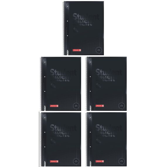 BRUNNEN 1067928190 Collegeblock Premium Student Colour Code | A4, Lineatur 28, 80 Blatt, onyx (A4 (Packung mit 5))