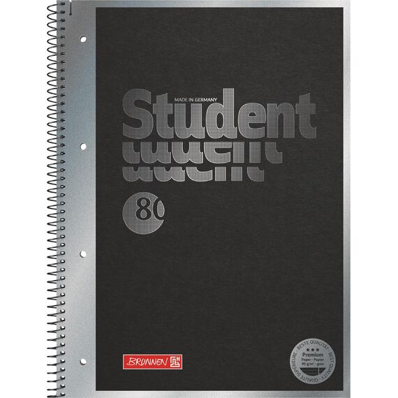 BRUNNEN Collegeblock Premium Student „Hardwired“ | A4, Lineatur 27, 80 Blatt, schwarz