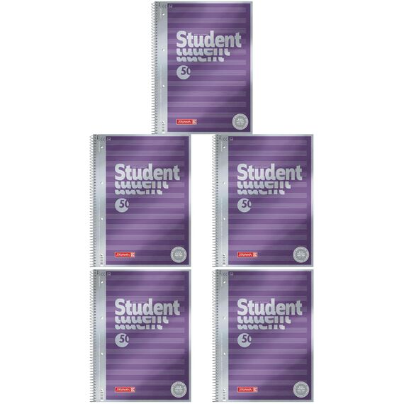 BRUNNEN Collegeblock Premium Student „Noten“ | A4, Lineatur 14, 50 Blatt, violett (A4 (Packung mit 5))