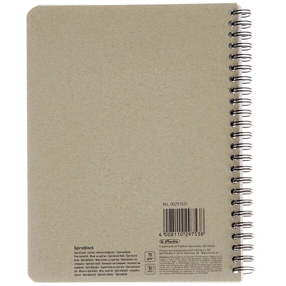 Herlitz 297515 Notizblock mit Seitenspirale, 70 g/qm, A5, liniert, 80 Blatt (4er Packung, Kariert)