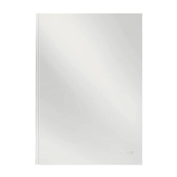 Leitz A4 Notizbuch liniert, 160 Seiten, 80 Blatt FSC zertifiziertes 80 g/m² Papier, Stabiler, kratzfester Hardcover-Einband, Für Büro, Schule oder als Tagebuch, Solid Serie, Weiß, 46650001