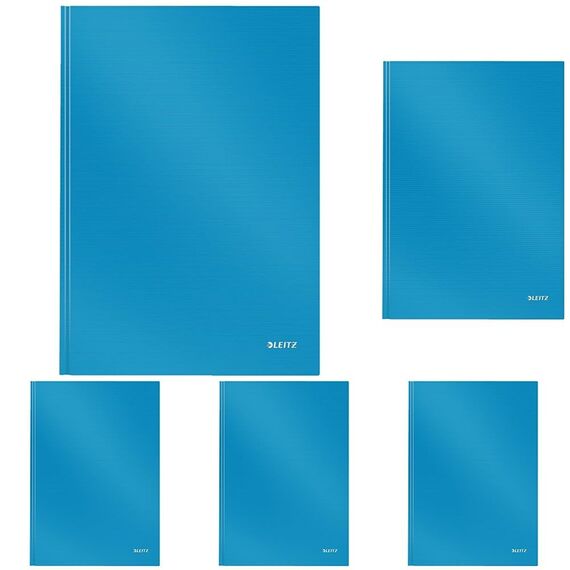 Leitz A4 Notizbuch, 80 Blatt, Hardcover, Karierte Seiten, Solid, Blau, 46640030 (Packung mit 5)