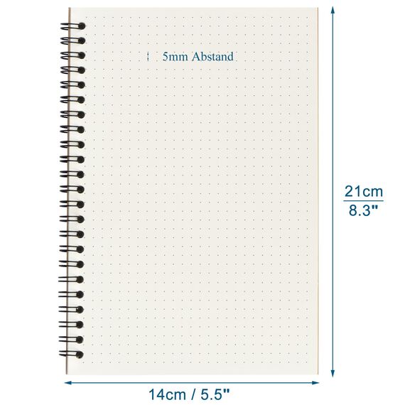 ZCZN Notizbuch A5 Punkt, 6 Stück Spirale Notizblock, 60 Blatt, Heft für Büro und Schule