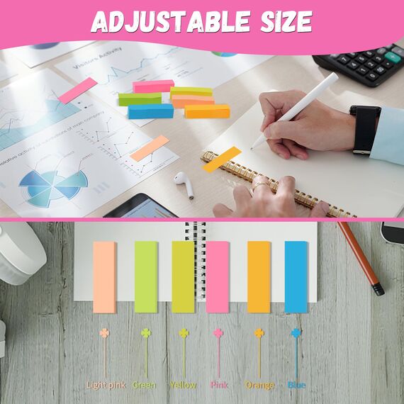1600 Blatt Haftnotizen Klein, Sticky Notes, Haftnotizen Klebezettel, Klebezettel Klein, Haftnotiz Pastell, Page Marker, Book Tabs für Büro Zuhause Schule Sitzung (6 Farbe)