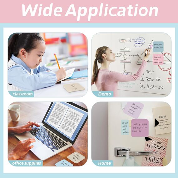 Sticky Notes, Pastell Haftnotizen Klebezettel, Klebezettel Klein, Notizzettel Klebend, Selbstklebende Notizzettel zum Hervorheben, Kleine Zettel Bunt für Büro Zuhause Schule Sitzung