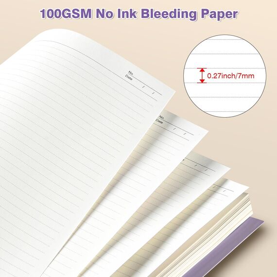 Notizbuch, Notizbuch A5 Liniert, Notizbücher Mit 5 Fächern Und Herausnehmbaren Trennblättern, 300 Blatt 100GSM Spiral Notizbuch Softcover Zum Schreiben, Für Arbeit Und Schulbedarf, 15.8 x 21.5cm, Lila