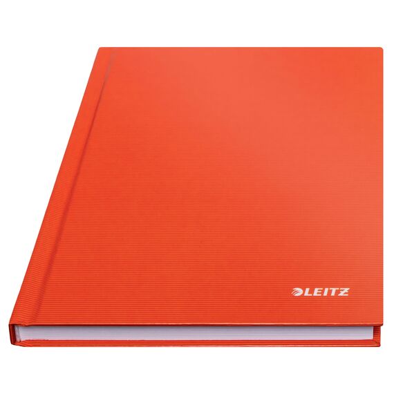 Leitz A5 Notizbuch kariert, 160 Seiten, 80 Blatt FSC zertifiziertes 80 g/m² Papier, Stabiler, kratzfester Hardcover-Einband, Für Büro, Schule oder als Tagebuch, Solid Serie, Hellrot, 46660020