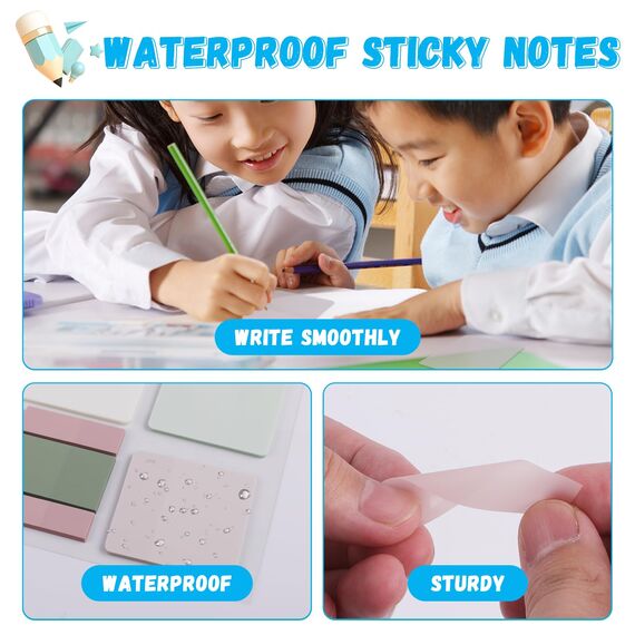 Hoiny 540 Blätter Transparente Haftnotizen, Transparent Sticky Notes, Wasserfest Clear Sticky Notes, Wiederbeschreibbar Klebezettel Transparent für Schulsachen, Schule, Büro, Hause