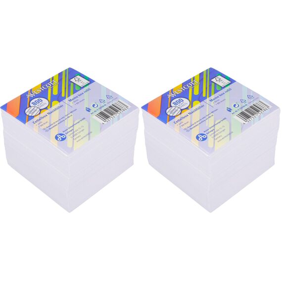 Westcott Notizzettel weiß 800 Blatt Nachfüllpack | Notizblock mit 9 x 9 cm großen Blättern in weiß | Nachfüllset für Spenderbox | FSC-zertifiziertes Papier 80g/m² | E-1733199 00 (Packung mit 2)