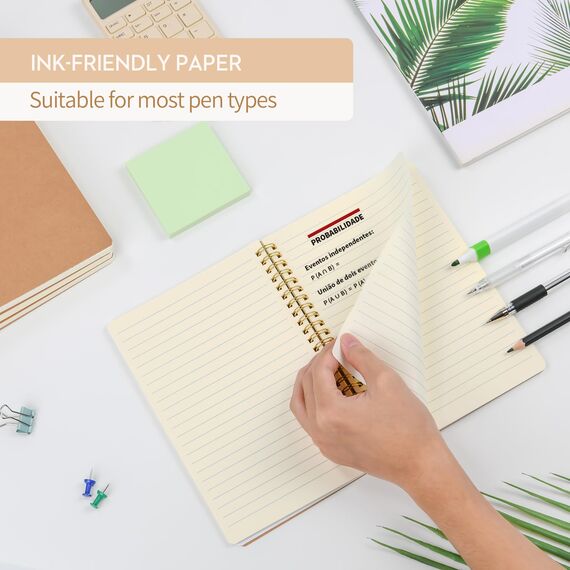 VEESUN Notizblock A5 Liniert 4 Stück: Notizbuch 80 Blatt/160 Seiten Spiralblock Kraft Cover Block Skizzenblock Tagebuch Spiralbindung Geschenk fur College Büro Zurück zur Schule