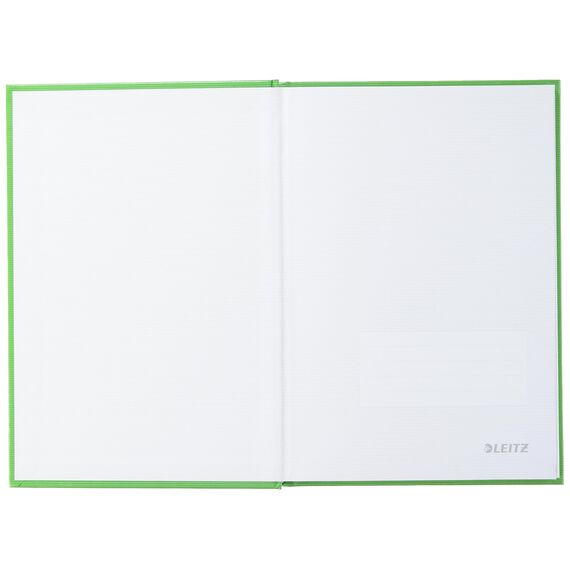 Leitz A5 Notizbuch liniert, 160 Seiten, 80 Blatt FSC zertifiziertes 80 g/m² Papier, Stabiler, kratzfester Hardcover-Einband, Für Büro, Schule oder als Tagebuch, Solid Serie, Hellgrün, 46670050