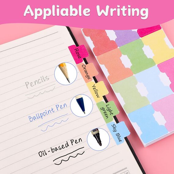 Haftmarker, Index Tabs Selbstklebend, Stabile Haftnotizen Tabs Pastell, Page Marker, Trennstreifen, Trennblätter für Ordner a4 Notizbücher Kalender Planer Bibelregister