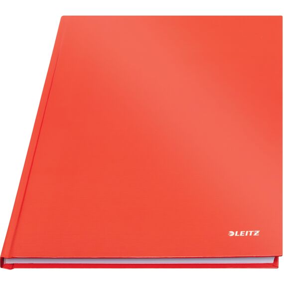Leitz A4 Notizbuch kariert, 160 Seiten, 80 Blatt FSC zertifiziertes 80 g/m² Papier, Stabiler, kratzfester Hardcover-Einband, Für Büro, Schule oder als Tagebuch, Solid Serie, Hellrot, 46640020