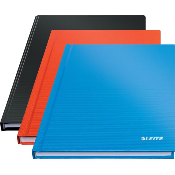 Leitz A5 Notizbuch liniert, 160 Seiten, 80 Blatt FSC zertifiziertes 80 g/m² Papier, Stabiler, kratzfester Hardcover-Einband, Für Büro, Schule oder als Tagebuch, Solid Serie, Hellrot, 46670020