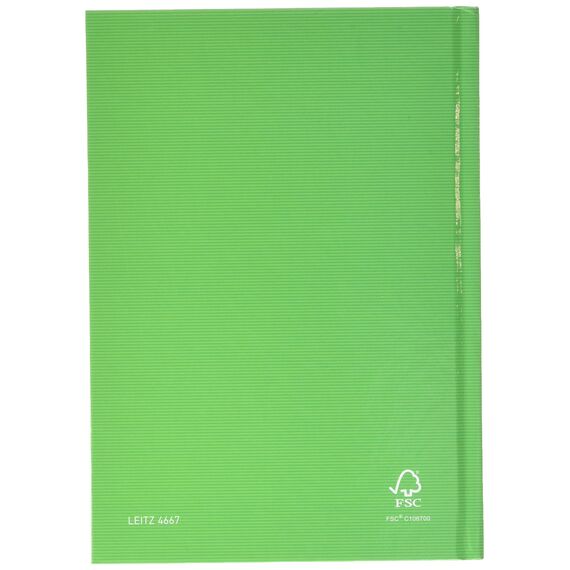 Leitz A5 Notizbuch liniert, 160 Seiten, 80 Blatt FSC zertifiziertes 80 g/m² Papier, Stabiler, kratzfester Hardcover-Einband, Für Büro, Schule oder als Tagebuch, Solid Serie, Hellgrün, 46670050