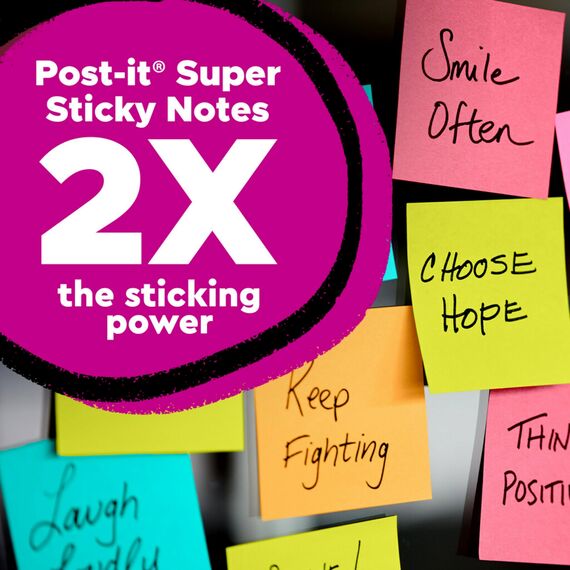 Post-it Super Sticky Notes Kanariengelb, Packung mit 12 Blöcken, 90 Blatt pro Block, 76 mm x 76 mm, Farbe: Gelb - Extra-stark klebende Notizzettel für Notizen, To-Do-Listen und Erinnerungen