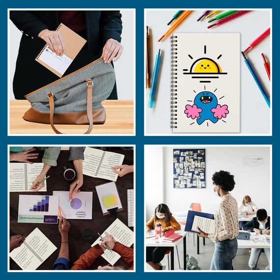 ZCZN Notizbuch A5 blanko, 6 Stück Spirale Notizblock, 60 Blatt, Heft für Büro und Schule