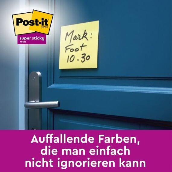 Post-it Super Sticky Notes, Packung mit 12 Blöcken, 90 Blatt pro Block, 47,6 mm x 47,6 mm, Farbe: Gelb - Extra-stark klebende Notizzettel für Notizen, To-Do-Listen und Erinnerungen