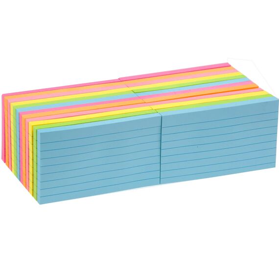 1920 Sheets 24 Blöcke, 7,6 x 12,7 cm, groß, liniert, 76 x 127 mm, 6 brillante Farben, sortiert, Querformat, liniert, selbstklebende Blöcke, 80 Blatt/Block