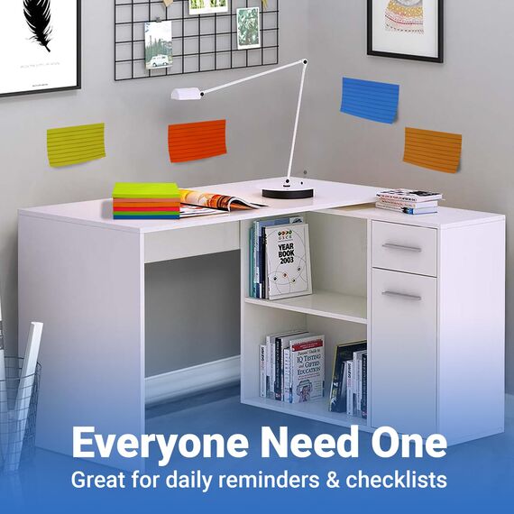 1920 Sheets 24 Blöcke, 7,6 x 12,7 cm, groß, liniert, 76 x 127 mm, 6 brillante Farben, sortiert, Querformat, liniert, selbstklebende Blöcke, 80 Blatt/Block