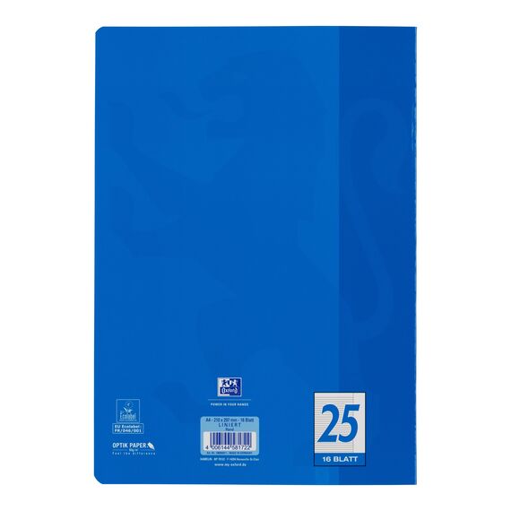 Oxford Schulheft A4, 16 Blatt, Lineatur 25, liniert, 5 Stück