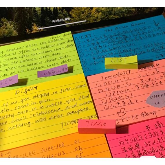 960 Sheets Große, linierte Haftnotizen, 76 x 127 mm, 6 brillante Farben, sortiert, Querformat, liniert, selbstklebend, 80 Blatt/Block, 12 Blöcke