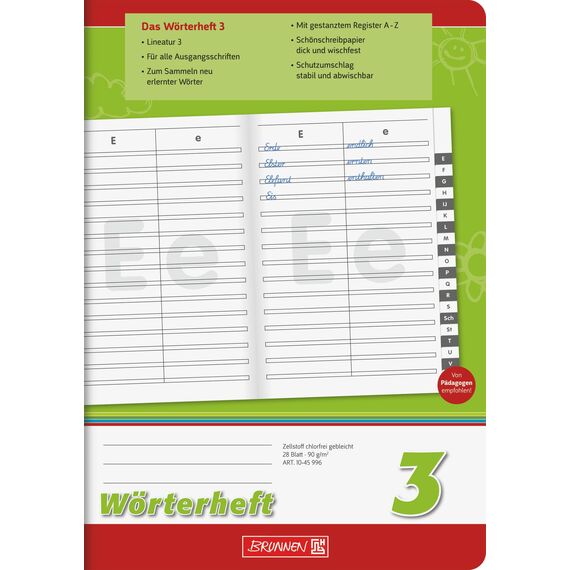BRUNNEN Wörterheft | A5, Lineatur 3, 28 Blatt, grün