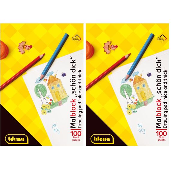 Idena 10390 - Idena Malblock, DIN A4, 100 Blatt, 70g/m², Schön Dick (Packung mit 2)