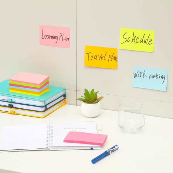 960 Sheets - 7,6 x 12,7 cm Große Haftnotizen, 76 x 127 mm, 6 Brillante Farben, Sortiert, Selbstklebende blöcke, 80 Blatt pro Block für Erinnerung, Checkliste oder To-Do-Liste