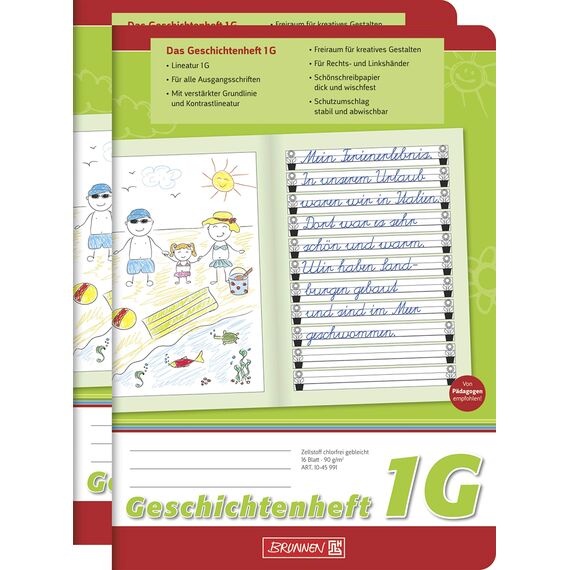 Brunnen Schreiblernheft (2 Stück, Geschichtenheft Lin. 1G)