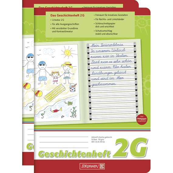 Brunnen Schreiblernheft (2 Stück, Geschichtenheft Lin. 2G)