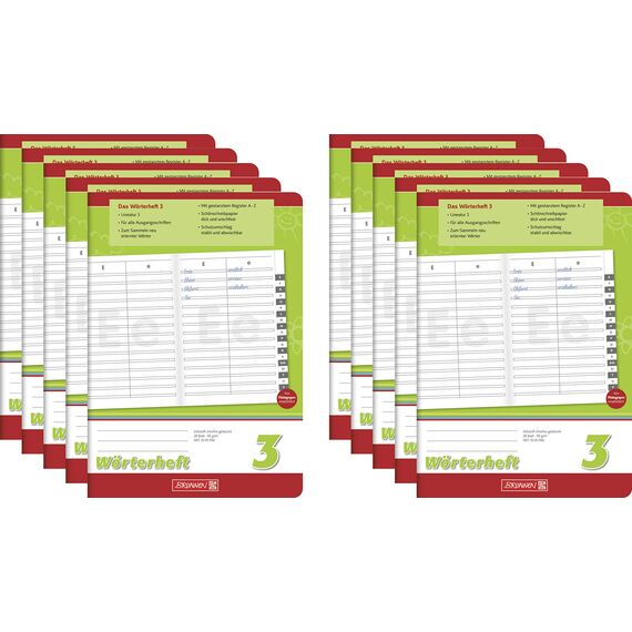 Brunnen Schreiblernheft (10 Stück, Wörterheft Lin. 3)