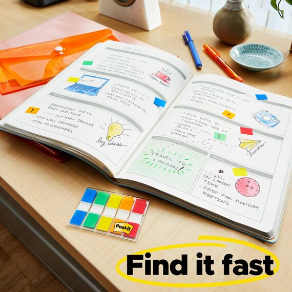 Post-it Index Haftstreifen, Mini, Verschiedene Neonfarben, 11.9 mm x 43.2 mm, 100 Haftstreifen - Für Dokumente und Wichtige Informationen (Packung mit 2)