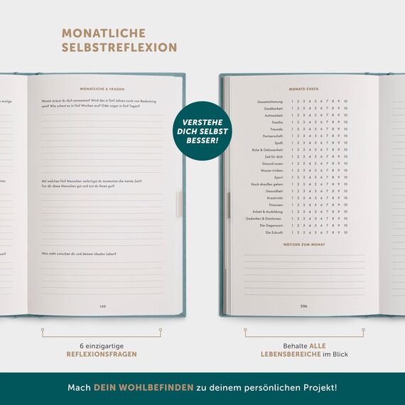 6-Minuten® Tagebuch für Erwachsene 2026 (Das Original) – Mehr Achtsamkeit, Resilienz & Selbstliebe – Dankbarkeitstagebuch, Journal Buch – Achtsamkeitstagebuch in 22 Sprachen übersetzt