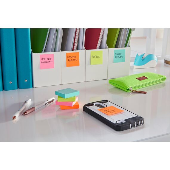 Post-it Super Sticky Notes Cosmic Collection, Packung mit 12 Blöcken, 90 Blatt pro Block, 47,6 mm x 47,6 mm, Türkis, Grün, Pink - Extra-stark klebende Notizzettel für Notizen und To-Do-Listen