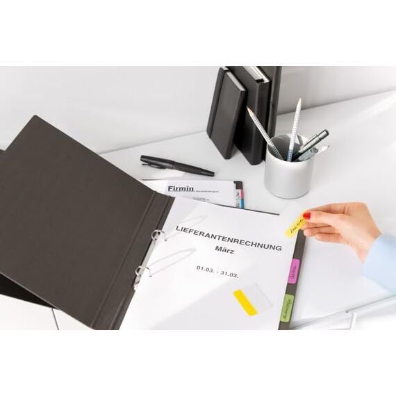 Post-it Haftstreifen Index Strong 686-PLOY – Haftnotizen im breiten Format 38 x 50,8 mm mit extra starker Klebkraft – 4 Haftstreifen Blöcke à 6 Blatt in 4 Farben im praktischen Etui