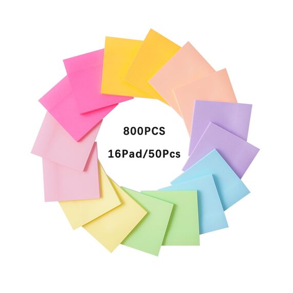 (16 Pads) Sticky Notes, 3x3 inches, Self-Sticky Note Pads Multi Colors, School Supplies Office Products, Writing Memo for Holiday Shop, Teacher Appreciation Xmas Gift and Daily Life Organization
