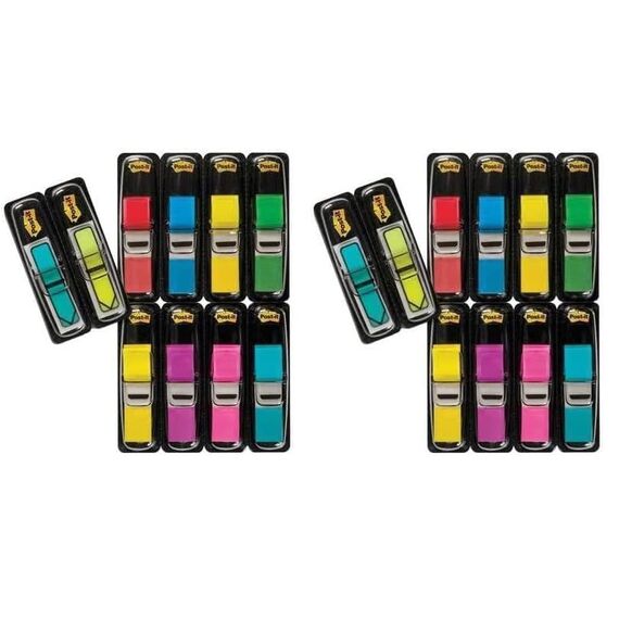 Post-it Index Small Flags, Vorteilspackung mit 8 Blöcken und 2 Pfeilblöcke GRATIS, 328 Blätter, 11, 9 mm x 43, 2 mm, Farben: Gelb, Rot, Grün, Blau, Lila, Pink - Für wichtige Informationen
