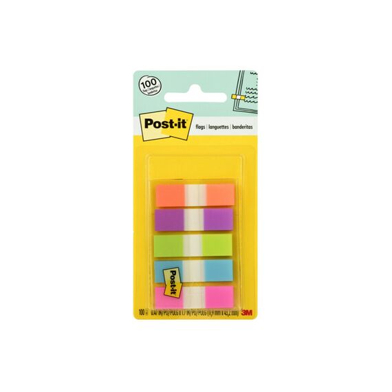 Post-it Index Haftstreifen, Mini, Verschiedene Neonfarben, 11.9 mm x 43.2 mm, 100 Haftstreifen - Für Dokumente und Wichtige Informationen