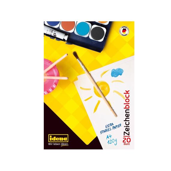 Idena 10387 - Zeichenblock, DIN A4, 20 Blatt, 120 g/m², 1 Stück