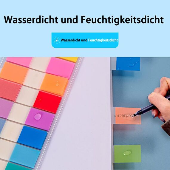 Okydoky 1080 Stück Haftstreifen(9 Farben,44 x 11 mm) 6er Pack Eschreibbare Klebezettel Haftmarker, Textstreifen Page Marker, Haftnotizen Index Tabs für Seitenmarkierungm, Sticky Notes(6p.DE)
