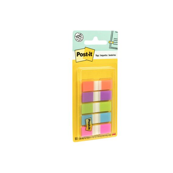 Post-it Index Haftstreifen, Mini, Verschiedene Neonfarben, 11.9 mm x 43.2 mm, 100 Haftstreifen - Für Dokumente und Wichtige Informationen