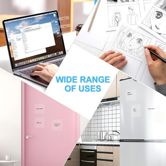 Hanyousheng 500PCS Transparente Haftnotizen, 4 Größen Transparent Sticky Notes, Durchsichtige Klebezettel, Wasserfest und Wiederbeschreibbar Clear Sticky Notes für Büros, Haushalte und Studenten