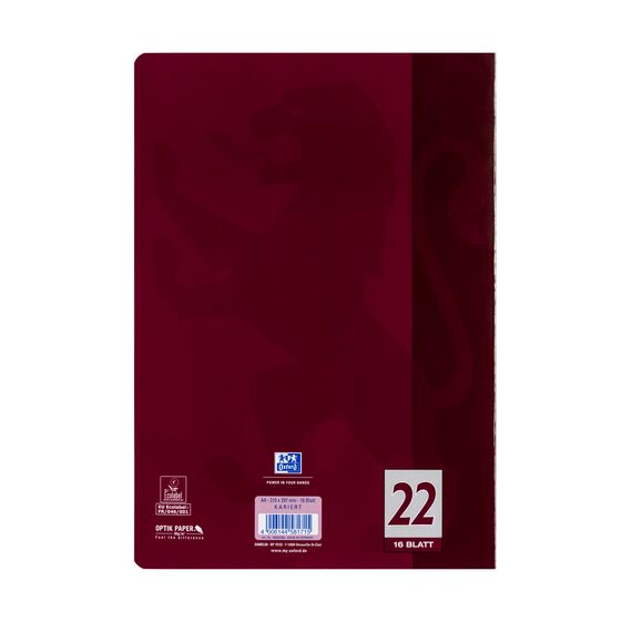 Oxford Schulheft A4, 16 Blatt, Lineatur 22, kariert, 15 Stück