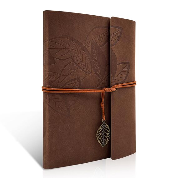 Joy & Inspiration PU Leder Notizbuch Vintage Nachfüllbar Gebunden Schönes Reisetagebuch Tagebuch Ringbuch Skizzenbuch Vintage Notizbuch (A5 Dunkelbraun)