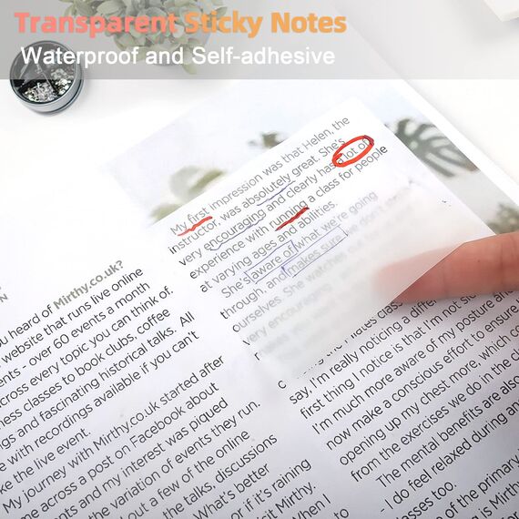 500 BläTter Transparente Haftnotizen Set, 10 Pads Transparent Wasserdicht Haftnotizen 75×75 mm,Wiederbeschreibbar Selbstklebendes Clear Notizzettel Sticky Notes Klebezettel FüR BüRo Studenten Papier
